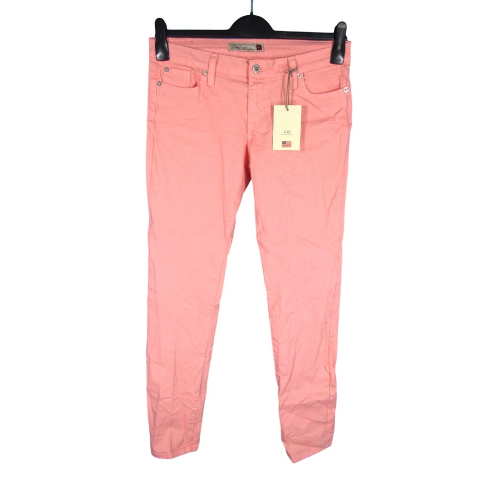 NWT GJG JEANS Low-Rise Slim TAPERED LEG Pink Color Stretch Denim SZ 11